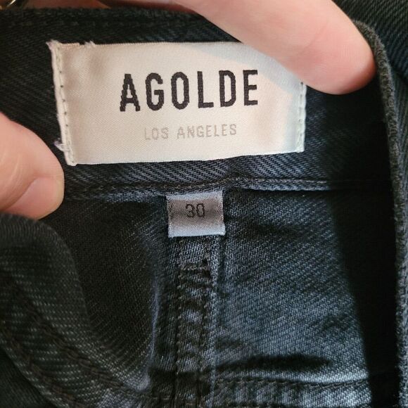 Agolde Amber Jeans in Crushed Women's Size 30 Black Denim Straight Leg Classic - Picture 6 of 9